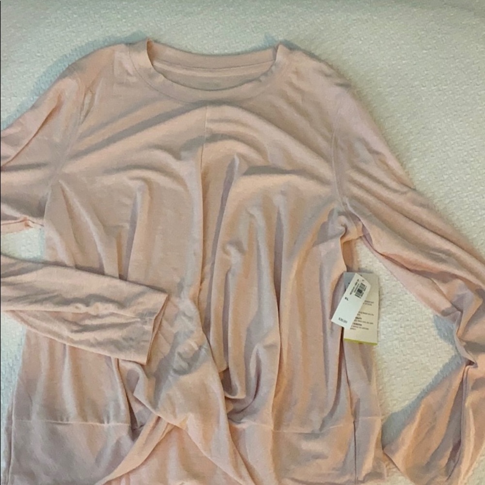 Pink LS twist front top